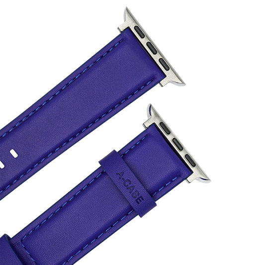 Elmas American Leather Apple Watch Strap with Silver Buckle-Blue