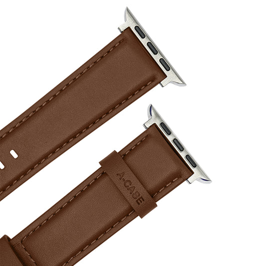 Elmas American Leather Apple Watch Strap with Silver Buckle-Brown