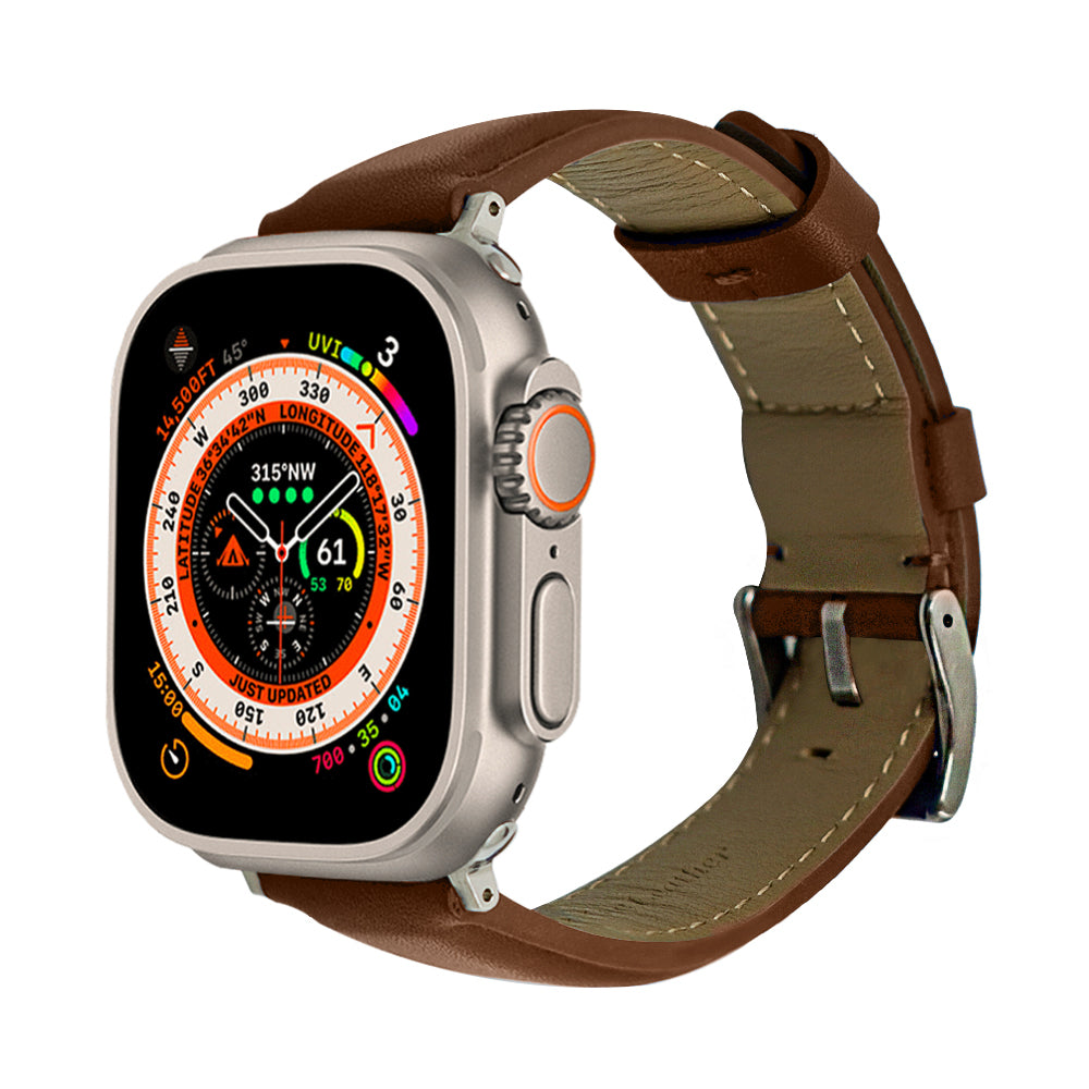 Elmas American Leather Apple Watch Strap with Silver Buckle-Blue