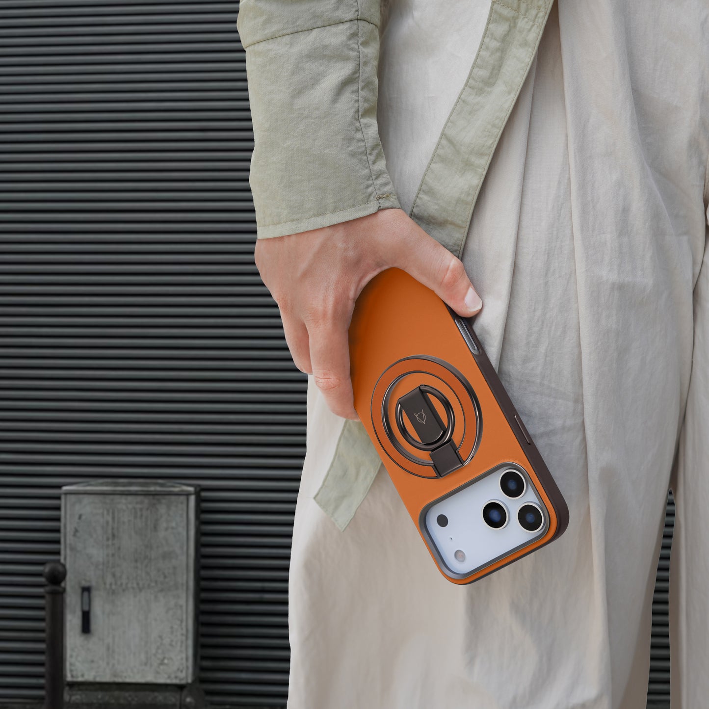 Kilyos Magnetic Phone Ring Stand Vegan Leather - Orange