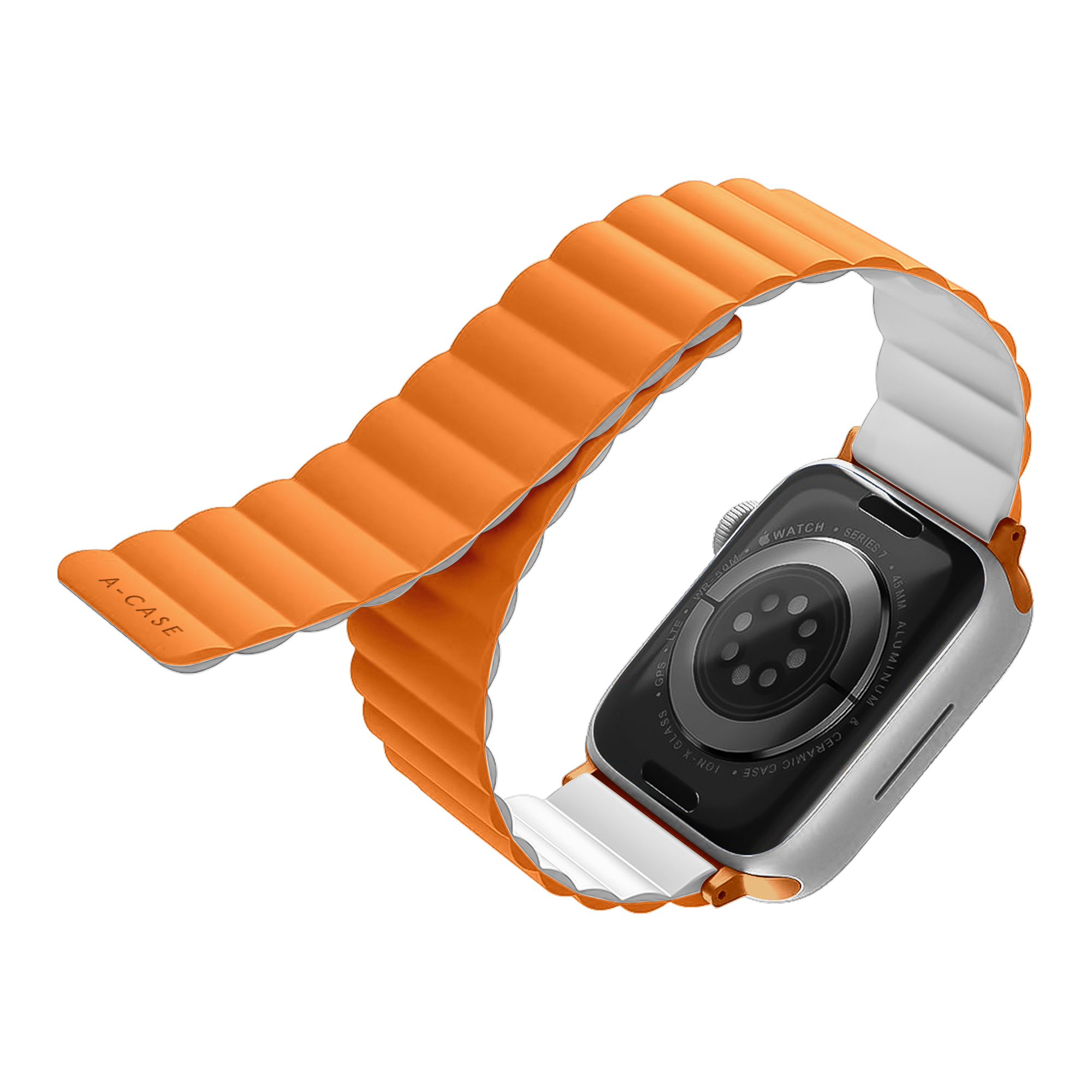 Invix Apple Watch Silicone Magnetic Band-Orange/White