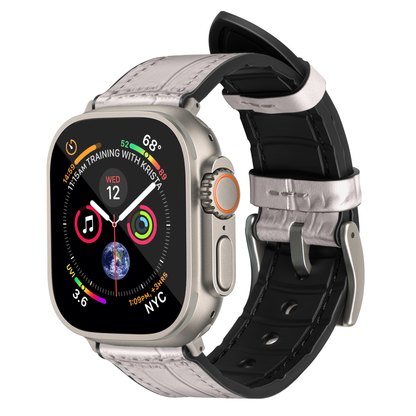 Javan Genuine Leather Apple Watch Strap – Ultra-Stylish Band with Silver Buckle, Compatible with Apple Watch 42mm / 44mm / 45mm / 49mm- Gray