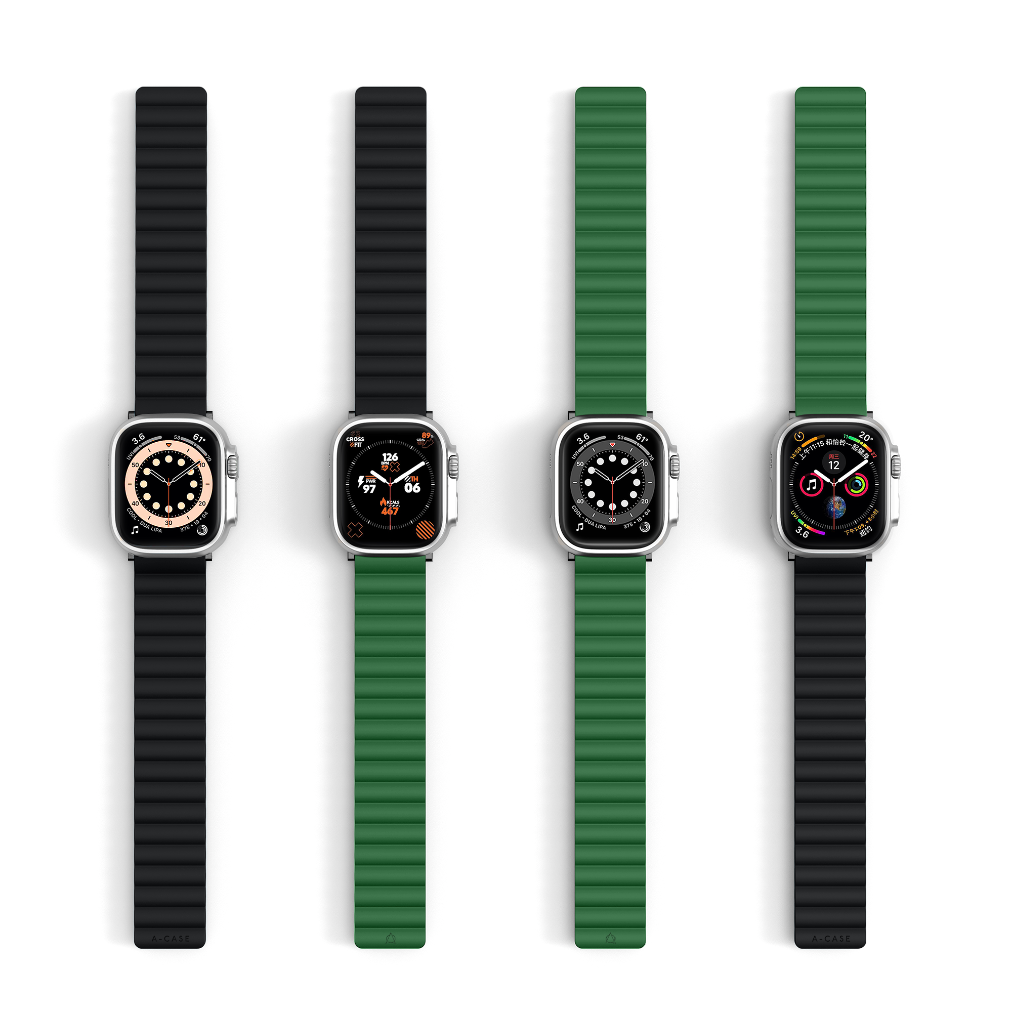 Invix Apple Watch Silicone Magnetic Band-Black/Green