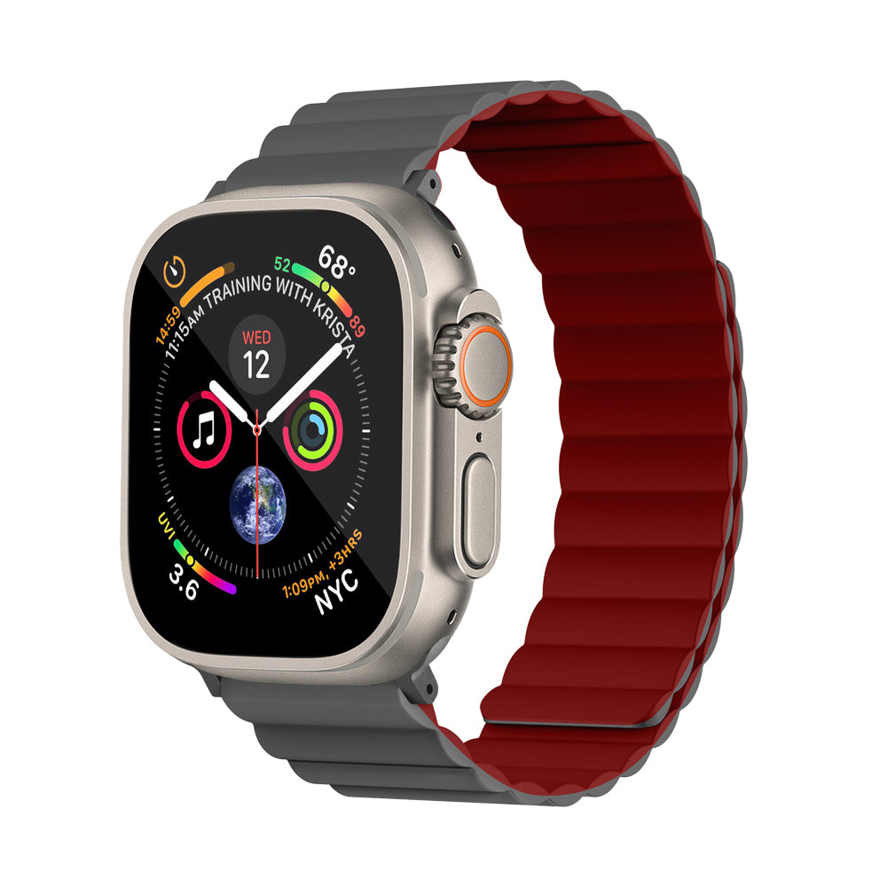 Invix Apple Watch Silicone Magnetic Band-Gray/Red