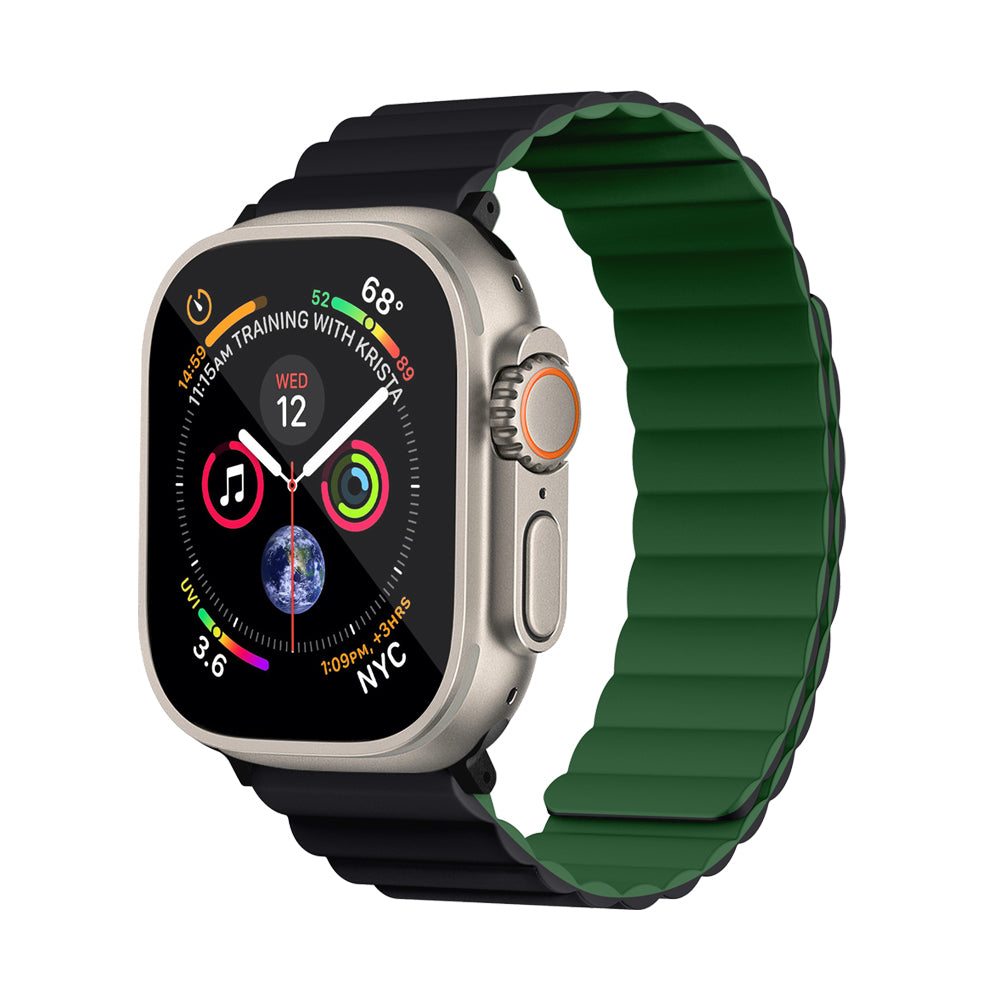 Invix Apple Watch Silicone Magnetic Band-Black/Green
