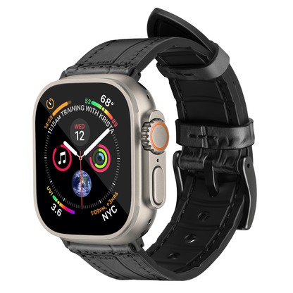 Javan Genuine Leather Apple Watch Strap – Ultra-Stylish Band with Black Buckle, Compatible with Apple Watch 42mm / 44mm / 45mm / 49mm- Gray