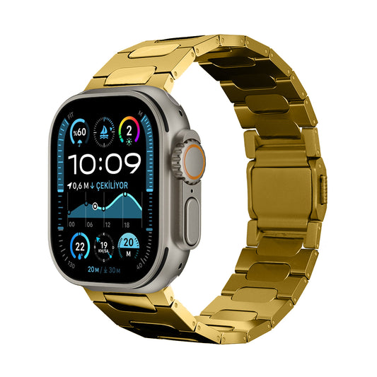 Parlak Titanium Premium Apple Watch Strap - Gold | Compatible with Series 3-7, SE & All 42/44/45/49mm