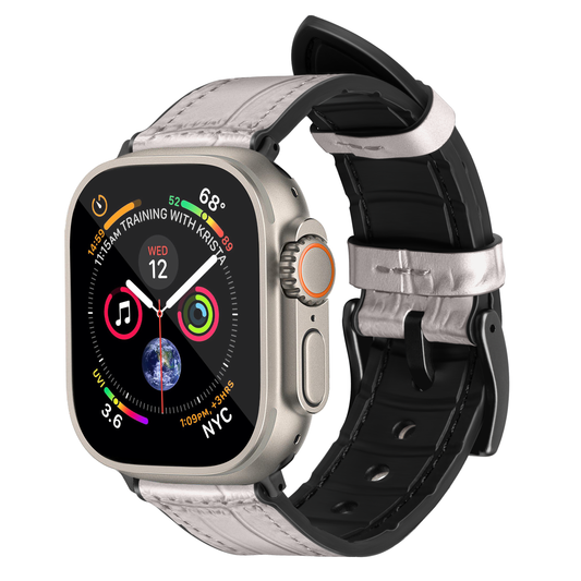 Javan Genuine Leather Apple Watch Strap – Ultra-Stylish Band with Black Buckle, Compatible with Apple Watch 42mm / 44mm / 45mm / 49mm- Gray