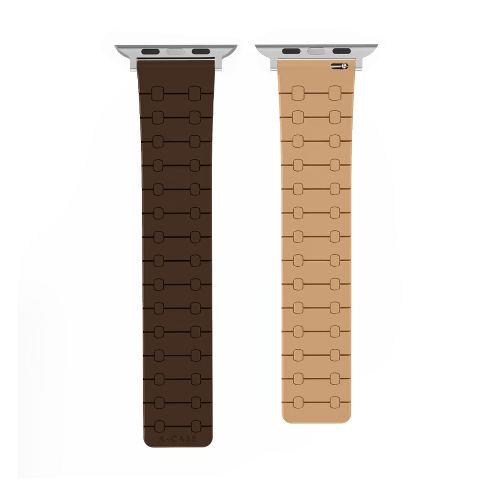 Perge Series Silicone Magnetic Adjustable Loop Strap - A-Case Compatible with Apple Watch Bands (49mm, 45mm, 44mm, 42mm)- Brown A-Case it's my case