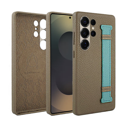 Amur Pro Series A-Case for Samsung Galaxy S25 Ultra - Slim & Lightweight Genuine Leather Case with Magnetic Compatibility and Case-Less Touch Feeling (6.9-Inch)"- Black/Green