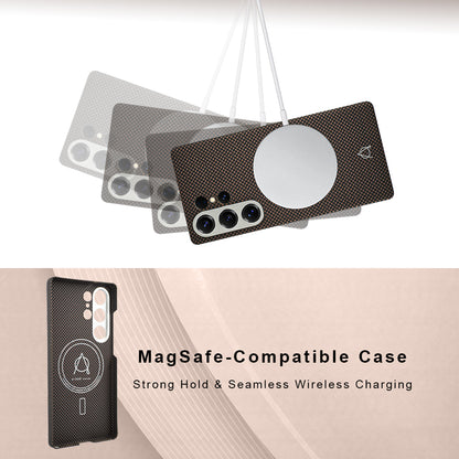 Desen Series A-Case for Samsung Galaxy S25 Ultra - Slim & Lightweight Aramid Fiber Case with Magnetic Compatibility and Case-Less Touch Feeling (6.9-Inch)" -Gold