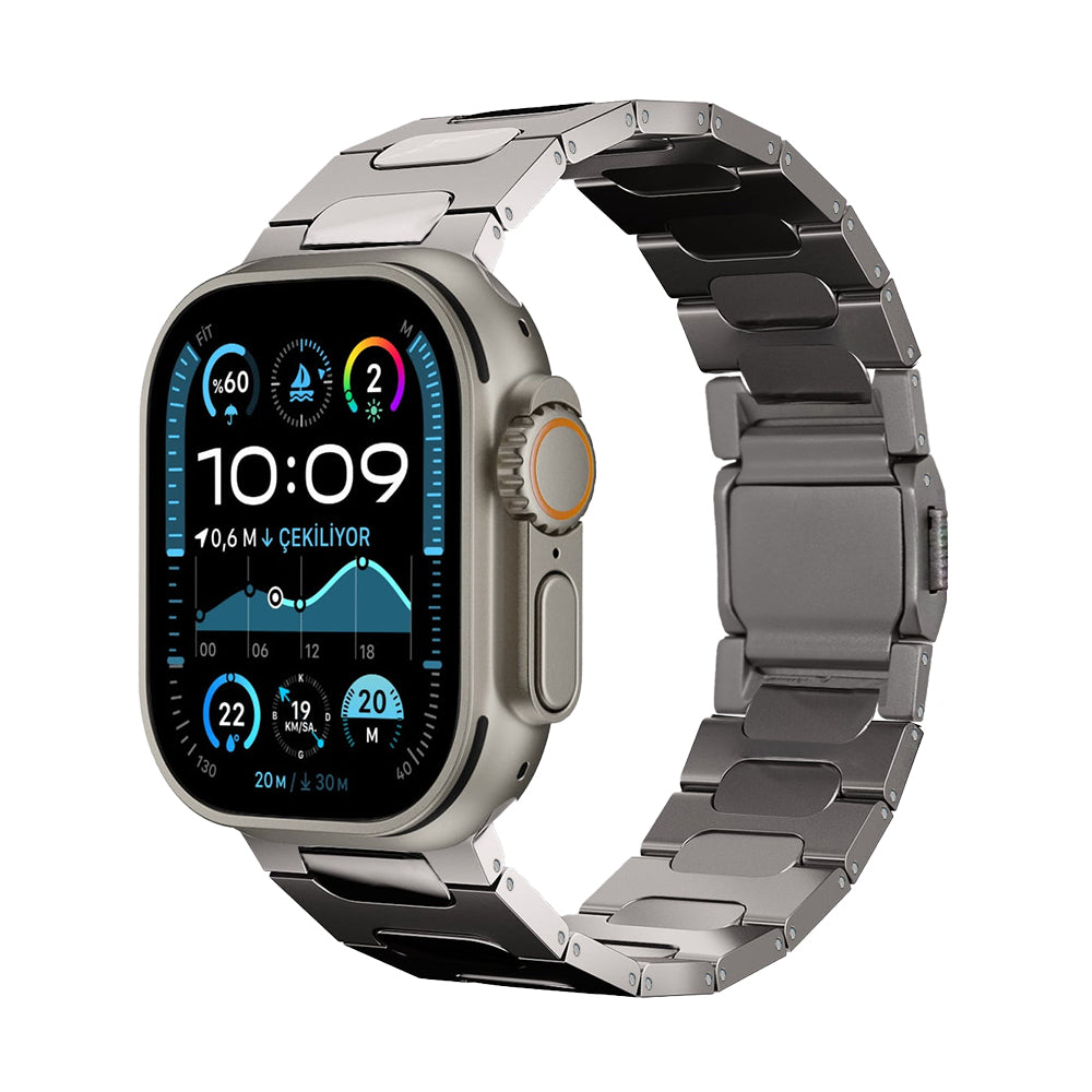 Parlak Titanium Premium Apple Watch Strap - Silver | Compatible with Series 3-7, SE & All 42/44/45/49mm