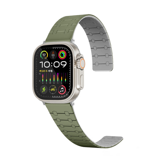 Perge Series Silicone Magnetic Adjustable Loop Strap - A-Case Compatible with Apple Watch Bands (49mm, 45mm, 44mm, 42mm)- Green