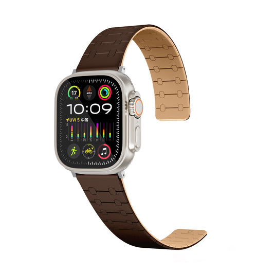 Perge Series Silicone Magnetic Adjustable Loop Strap - A-Case Compatible with Apple Watch Bands (49mm, 45mm, 44mm, 42mm)- Brown