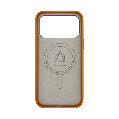 Alimli Vegan Leather Crystal Rhinstones Case for iPhone 17 Pro Max - Orange