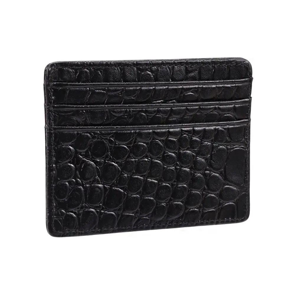 Javan Genuine Leather Slim Minimalistic Credit Card Holder Wallet Crocodile pattern