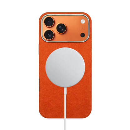 Kadife Alcantara Leather Case For iPhone 17 Pro Max-Orange