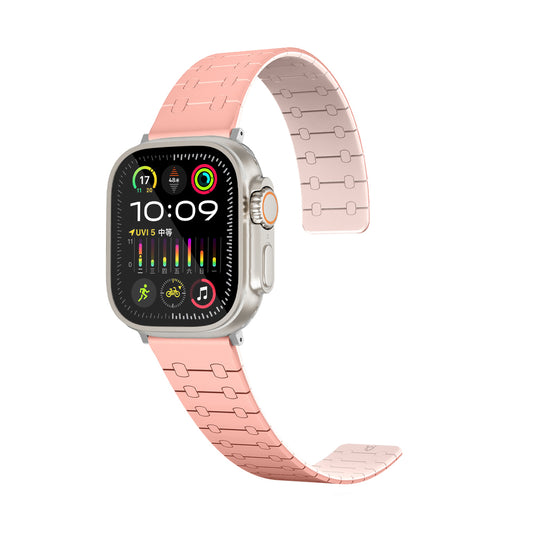 Perge Series Silicone Magnetic Adjustable Loop Strap - A-Case Compatible with Apple Watch Bands (49mm, 45mm, 44mm, 42mm)- Pink