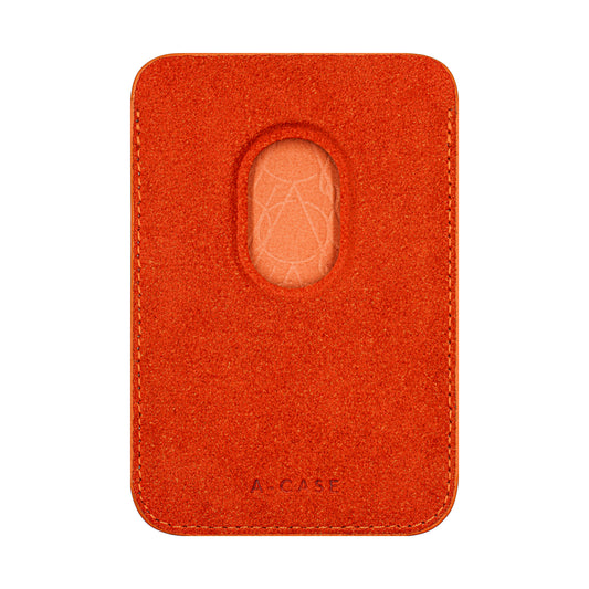 Kadife Alcantara Leather Premium Magnetic Card Holder - Orange