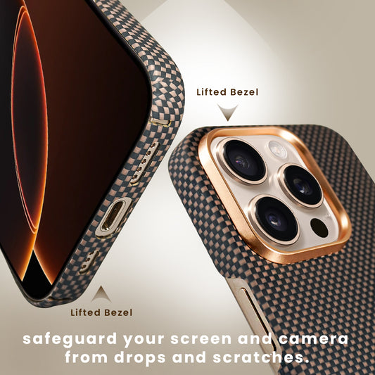 Desen Aramid Fiber Case For iPhone 16 Pro-Gold