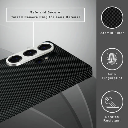 Desen Series A-Case for Samsung Galaxy S25 Ultra - Slim & Lightweight Aramid Fiber Case with Magnetic Compatibility and Case-Less Touch Feeling (6.9-Inch)"-Black