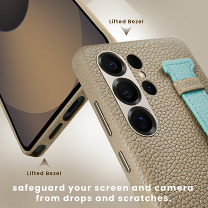 Amur Pro Series A-Case for Samsung Galaxy S25 Ultra - Slim & Lightweight Genuine Leather Case with Magnetic Compatibility and Case-Less Touch Feeling (6.9-Inch)"- Titanium/Tiffany