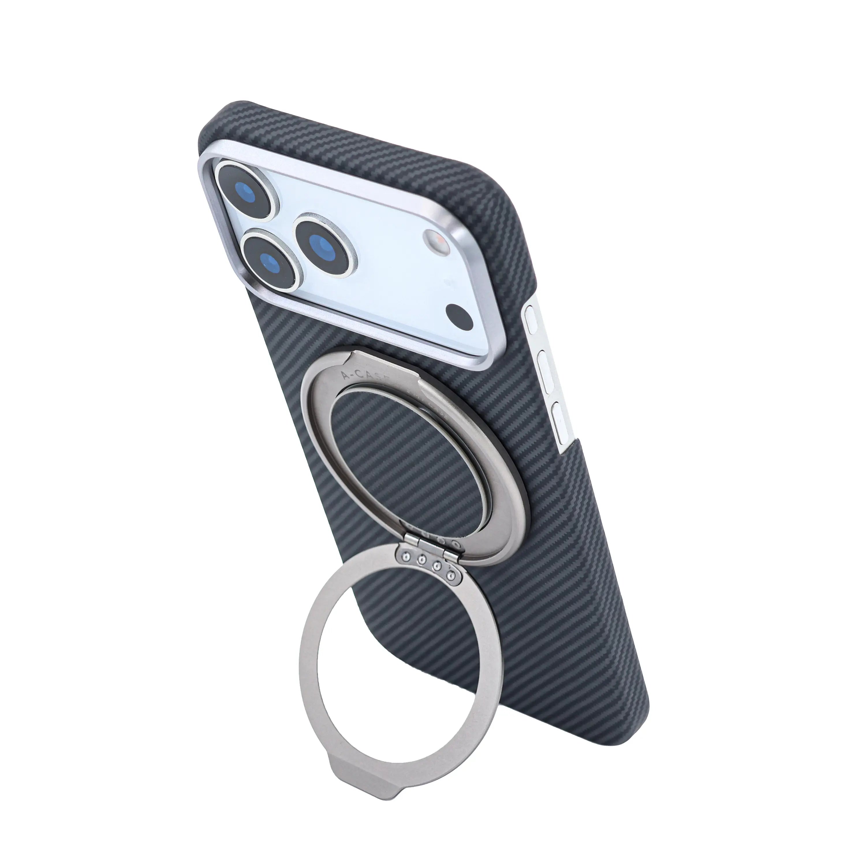 Kavar Aramid Fiber Magnetic Phone Grip with Metal Stand