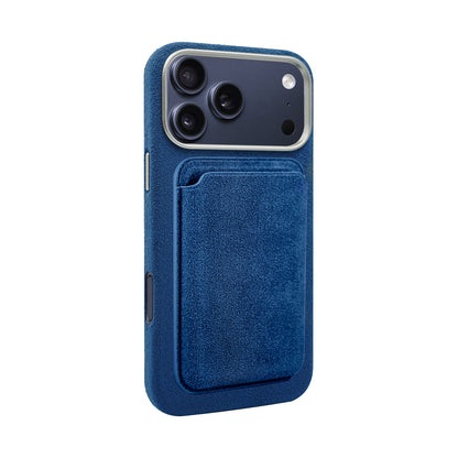 Kadife Alcantara Leather Premium Magnetic Card Holder - Blue