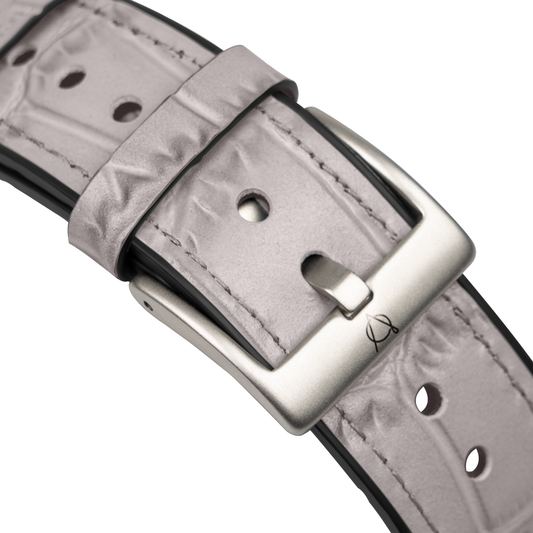 Javan Genuine Leather Apple Watch Strap – Ultra-Stylish Band with Silver Buckle, Compatible with Apple Watch 42mm / 44mm / 45mm / 49mm- Gray