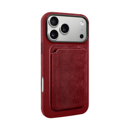 Kadife Alcantara Leather Premium Magnetic Card Holder - Maroon