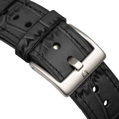 Javan Genuine Leather Apple Watch Strap – Ultra-Stylish Band with Silver Buckle, Compatible with Apple Watch 42mm / 44mm / 45mm / 49mm- Black