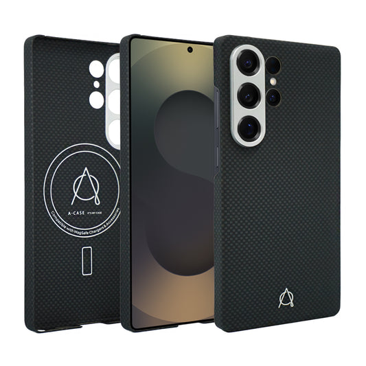 Desen Series A-Case for Samsung Galaxy S25 Ultra - Slim & Lightweight Aramid Fiber Case with Magnetic Compatibility and Case-Less Touch Feeling (6.9-Inch)"-Black