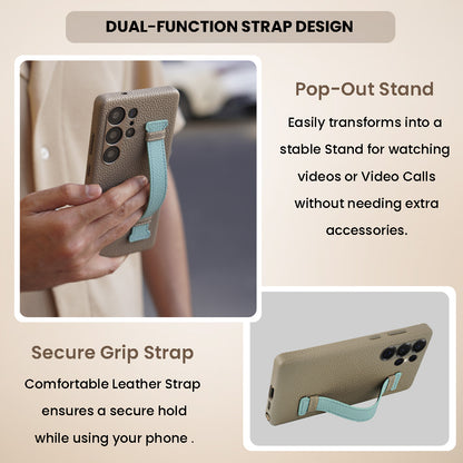 Amur Pro Series A-Case for Samsung Galaxy S25 Ultra - Slim & Lightweight Genuine Leather Case with Magnetic Compatibility and Case-Less Touch Feeling (6.9-Inch)"- Titanium/Tiffany