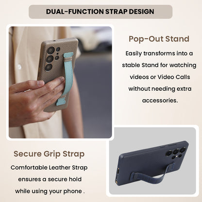 Amur Pro Series A-Case for Samsung Galaxy S25 Ultra - Slim & Lightweight Genuine Leather Case with Magnetic Compatibility and Case-Less Touch Feeling (6.9-Inch)"- Blue