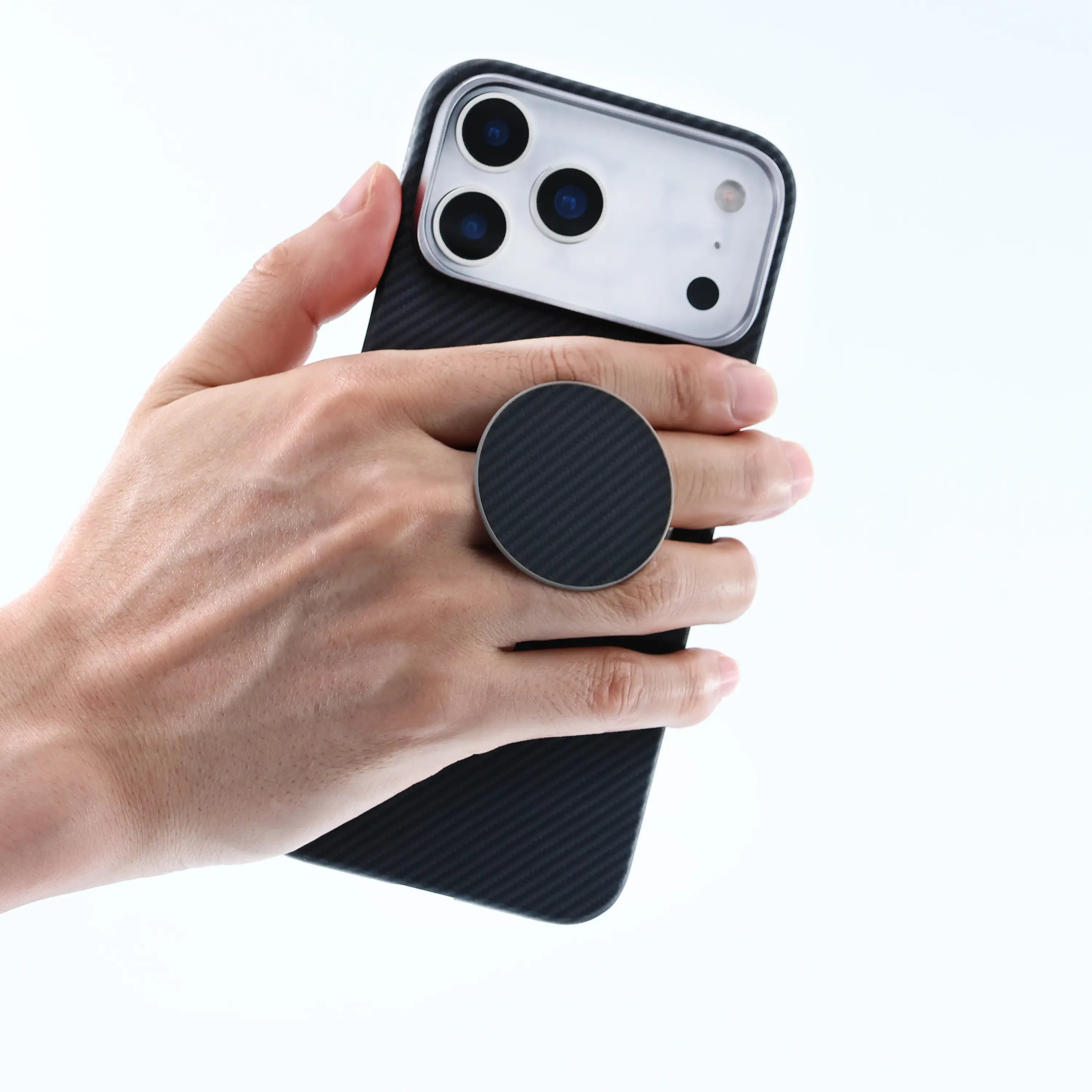 Kavar Aramid Fiber Magnetic Phone Grip with Metal Stand