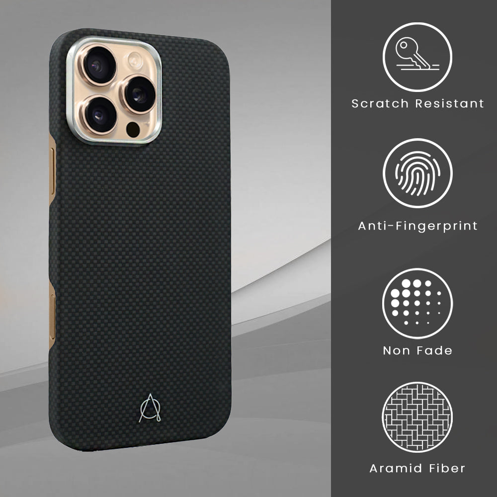 Desen Aramid Fiber Case For iPhone 16 Pro Max-Black