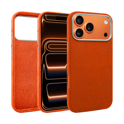 Kadife Alcantara Leather Case For iPhone 17 Pro Max-Orange
