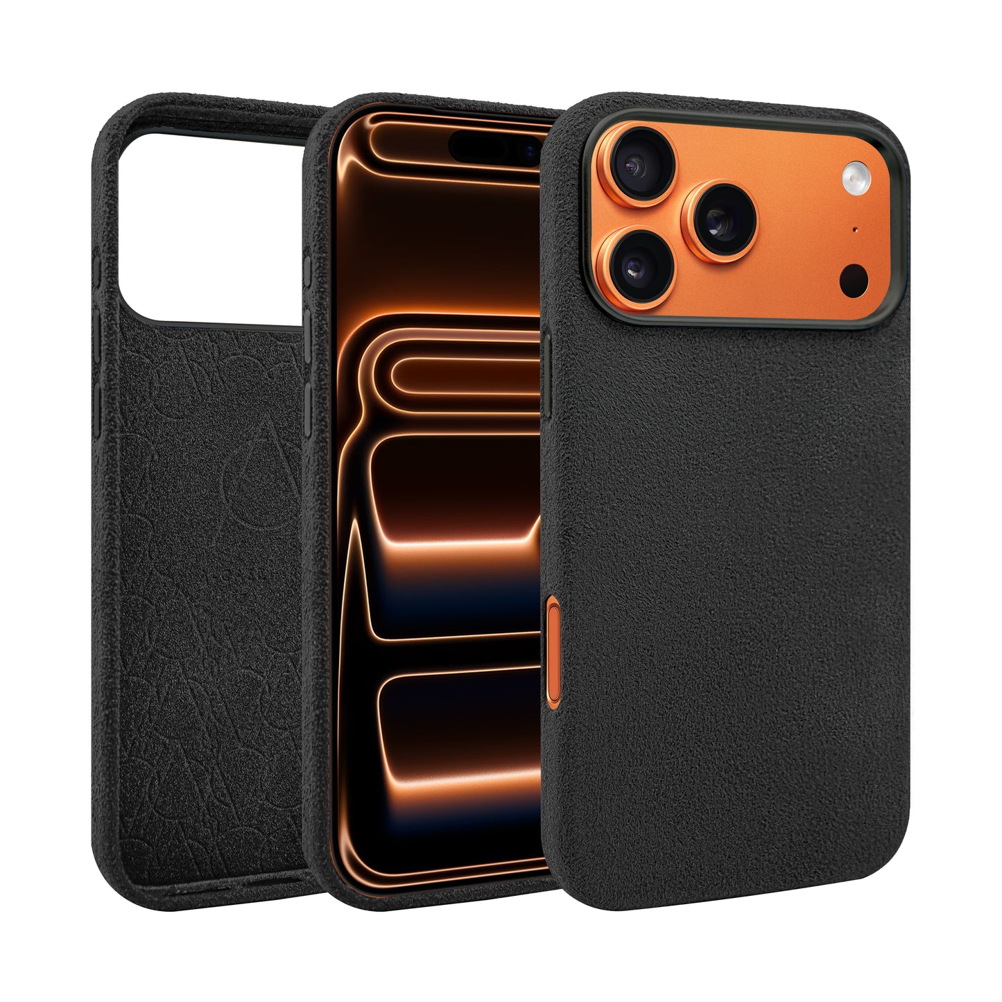 Kadife Alcantara Leather Case For iPhone 17 Pro Max-Orange