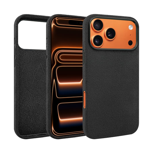 Kadife Alcantara Leather Case For iPhone 17 Pro Max-Black