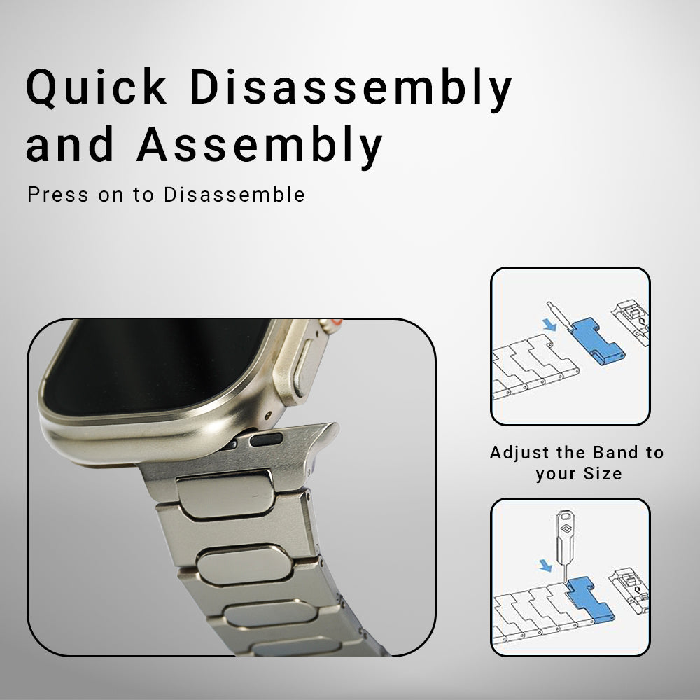 Parlak Titanium Premium Apple Watch Strap - Silver | Compatible with Series 3-7, SE & All 42/44/45/49mm