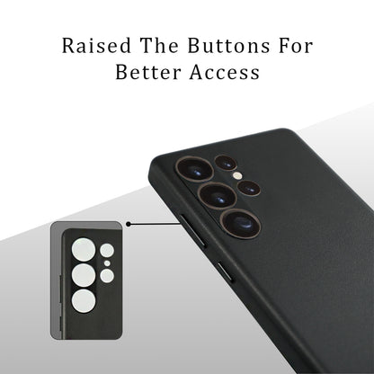 Caspian Series A-Case for Samsung Galaxy S25 Ultra - Slim & Lightweight Vegan Leather Case with Magnetic Compatibility and Case-Less Touch Feeling (6.9-Inch)" - Black