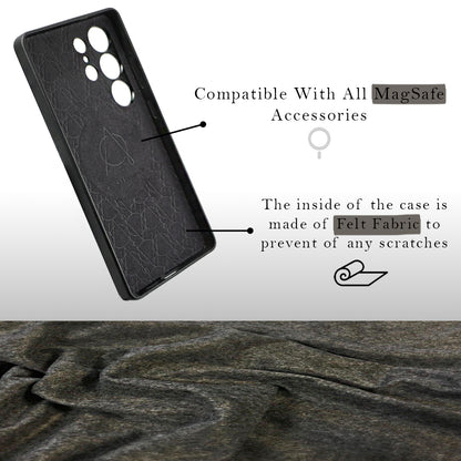 Caspian Series A-Case for Samsung Galaxy S25 Ultra - Slim & Lightweight Vegan Leather Case with Magnetic Compatibility and Case-Less Touch Feeling (6.9-Inch)" - Black