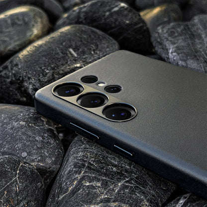 Caspian Series A-Case for Samsung Galaxy S25 Ultra - Slim & Lightweight Vegan Leather Case with Magnetic Compatibility and Case-Less Touch Feeling (6.9-Inch)" - Black