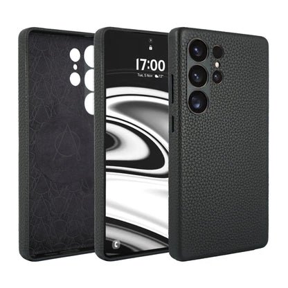 Amur Series A-Case for Samsung Galaxy S25 Ultra - Slim & Lightweight Genuine Leather Case with Magnetic Compatibility and Case-Less Touch Feeling (6.9-Inch)" – Black