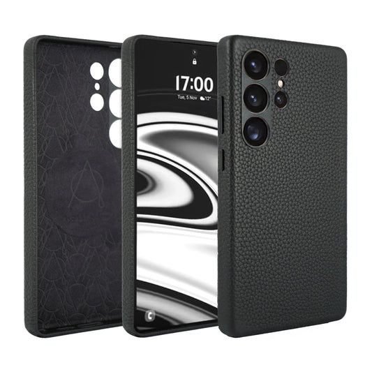 Amur Series A-Case for Samsung Galaxy S25 Ultra - Slim & Lightweight Genuine Leather Case with Magnetic Compatibility and Case-Less Touch Feeling (6.9-Inch)" – Black