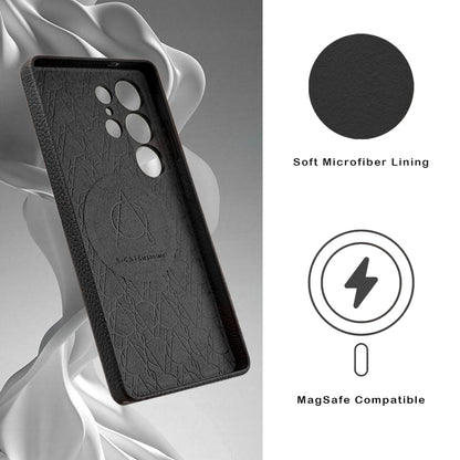 Amur Series A-Case for Samsung Galaxy S25 Ultra - Slim & Lightweight Genuine Leather Case with Magnetic Compatibility and Case-Less Touch Feeling (6.9-Inch)" – Black