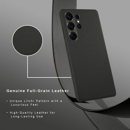Amur Series A-Case for Samsung Galaxy S25 Ultra - Slim & Lightweight Genuine Leather Case with Magnetic Compatibility and Case-Less Touch Feeling (6.9-Inch)" – Black