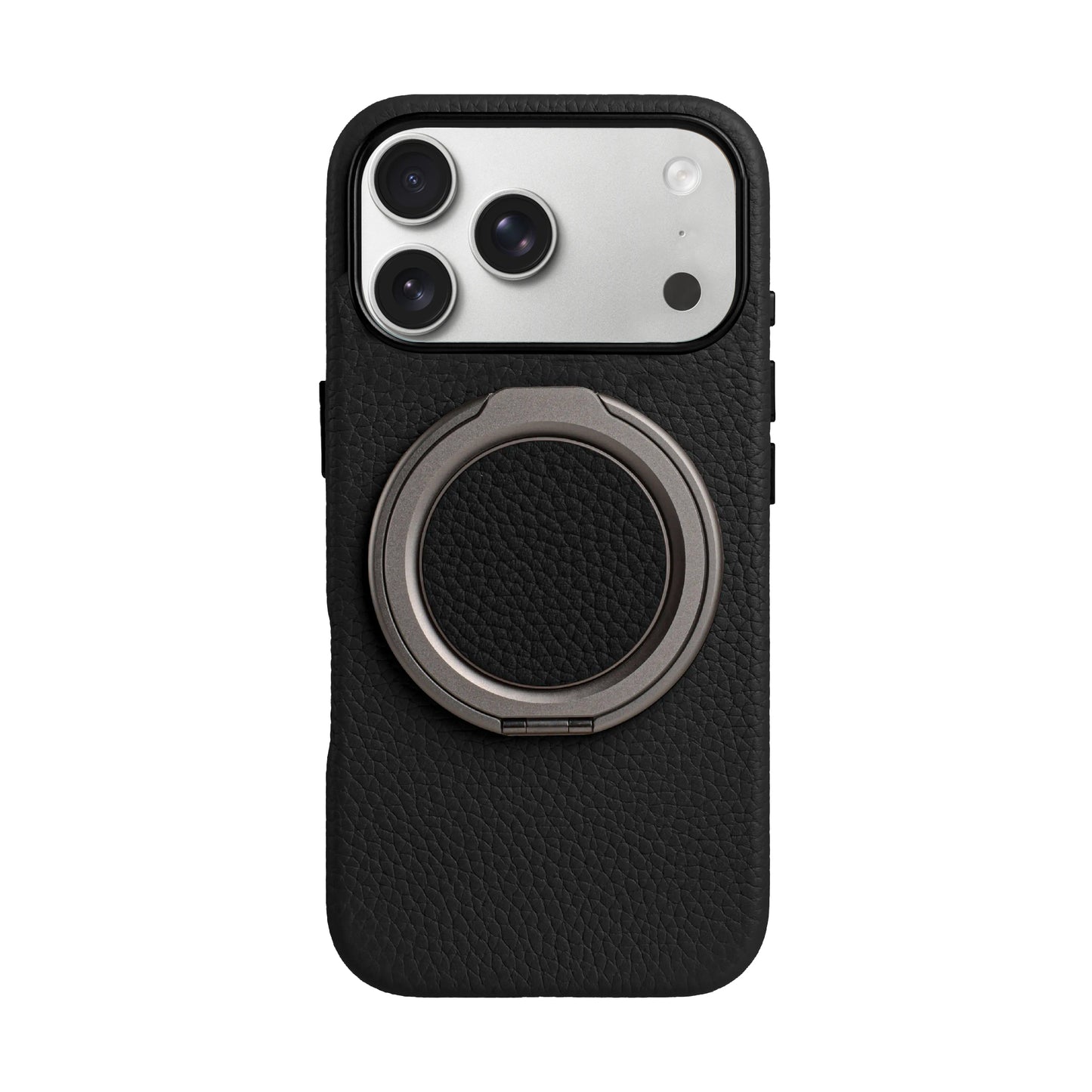 Amur Genuine Leather Phone Case With Grip 2 in 1 - Black