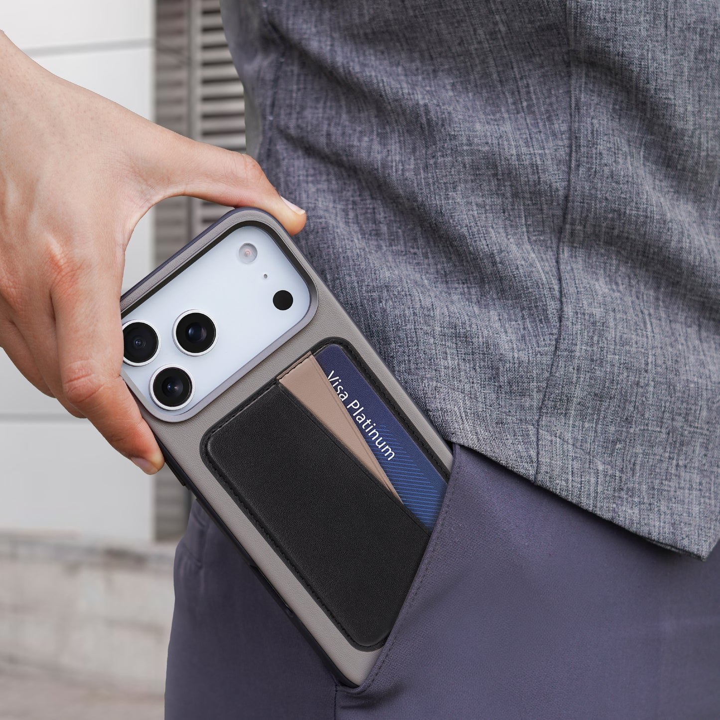Kilyos Vegan Leather Premium Magsafe Card Holder - Black/Titanium