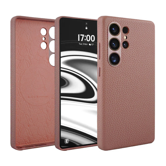 Amur Series A-Case for Samsung Galaxy S25 Ultra - Slim & Lightweight Genuine Leather Case with Magnetic Compatibility and Case-Less Touch Feeling (6.9-Inch)" – Pink